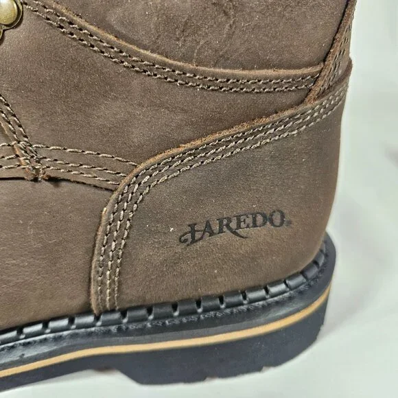 Laredo Brown Ruf Rider Steel Toe Lace Up Boots Men's Size 8.5 66344
